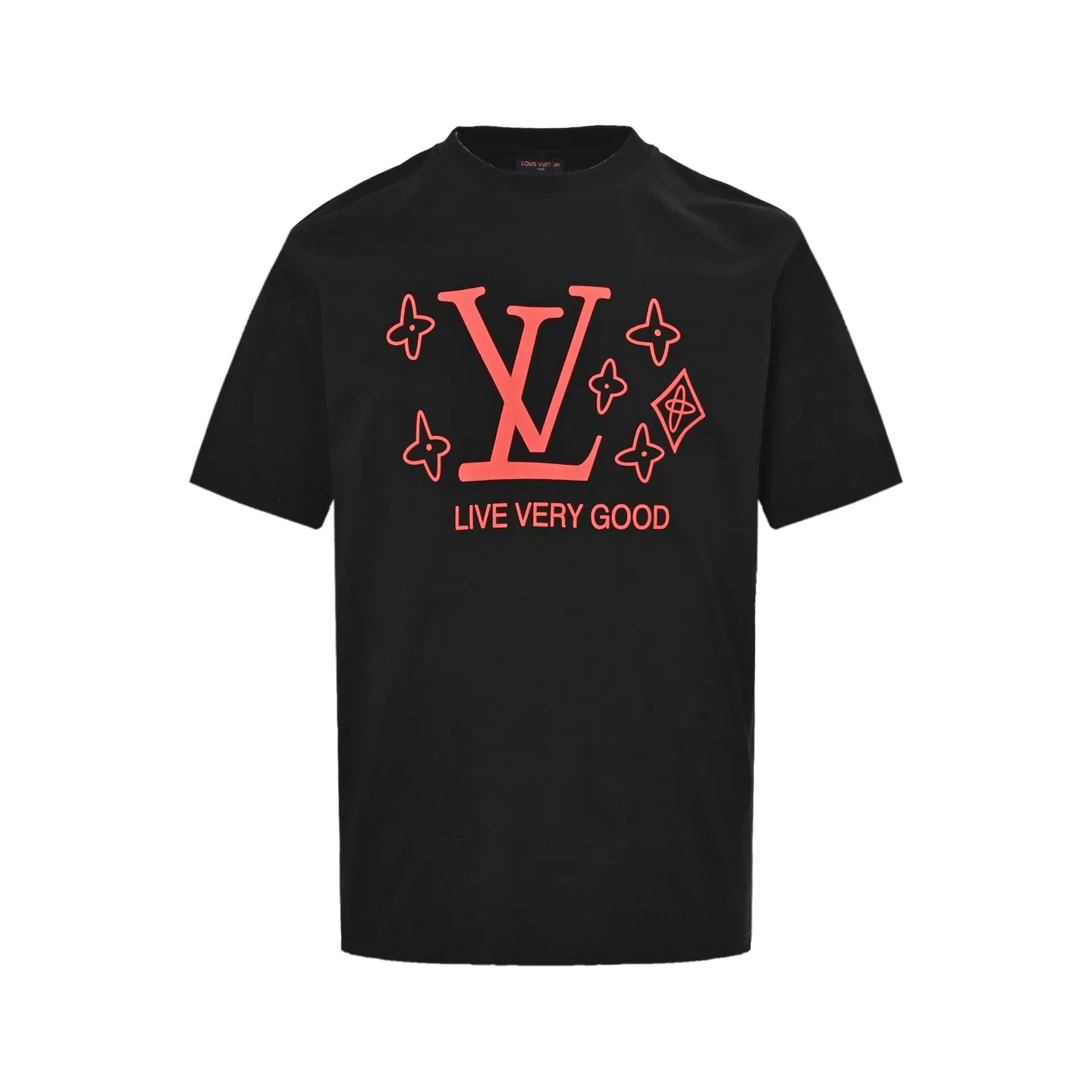 Louis Vuitton/Louis Vuitton 25ss presbyopic letter logo foam printed short sleeves